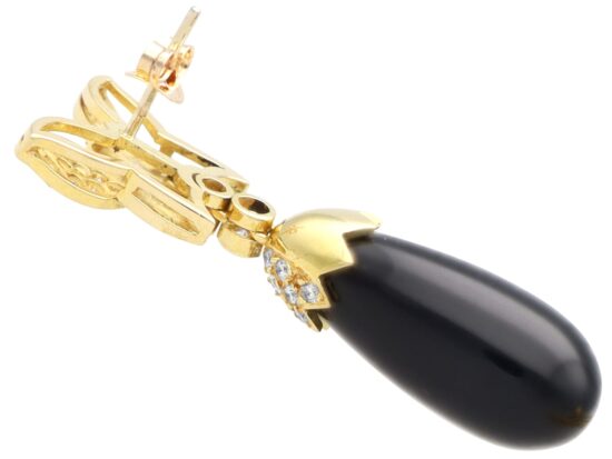 Onyx Diamond Earrings Close Up
