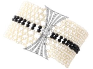 Antique Pearl and Onyx Bead Bracelet