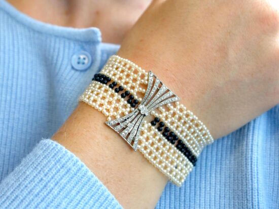 Wearing Art Deco Pearl Braclet