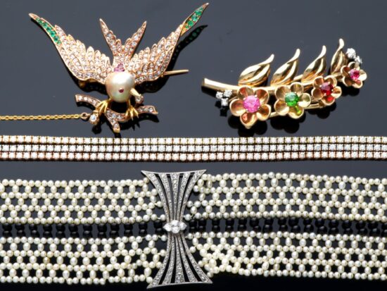 Diamond and Gemstone Bracelets and Brooches