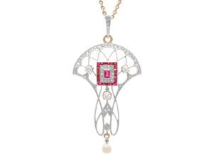 Antique Ruby Pearl Pendant