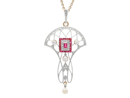 Antique Ruby Pearl Pendant