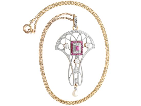 Ruby Diamond Pendant Front