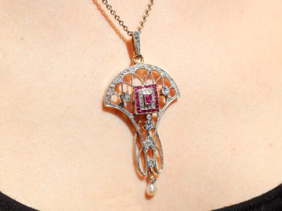 10ct Yellow Gold Pendant Worn