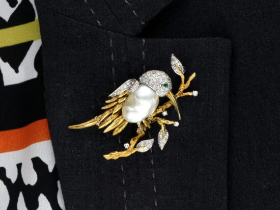 Wearing Hummingbird Brooch Front
