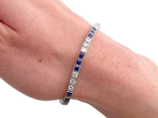 Antique Sapphire Line Bracelet Worn