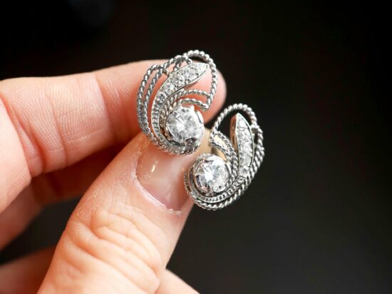 Platinum Swirl Earrings Detail