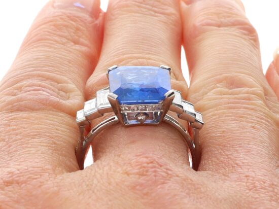 Ceylon Sapphire Ring On Hand