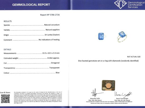 GCS Sapphire Certificate Image