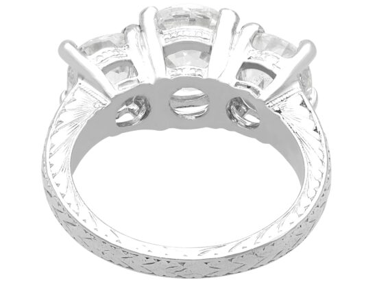 4.5 Carat Diamond Trilogy Ring in Platinum back