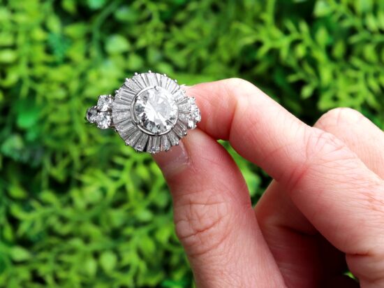 Antique Ballerina Diamond Ring in Platinum outside