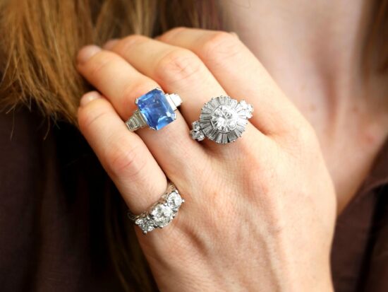 gemstone rings on hand
