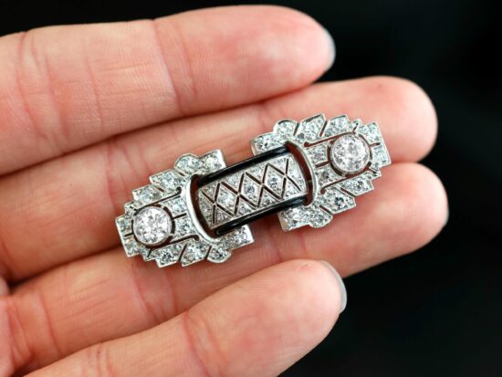 Black Enamel Brooch Detail