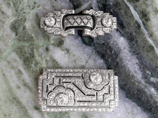 Geometric Diamond Brooches