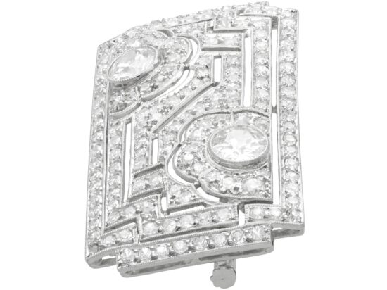 Platinum Geometric Brooch Detail