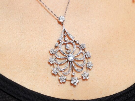 Floral Diamond Pendant Worn