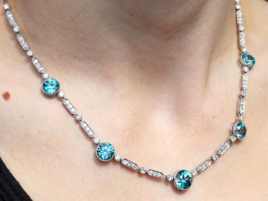 Zircon Necklace On Neck