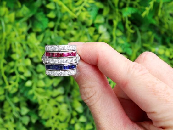 Platinum Gemstone Cluster Ring Front