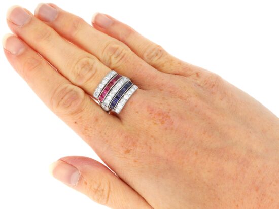 Platinum Gemstone Ring On Hand