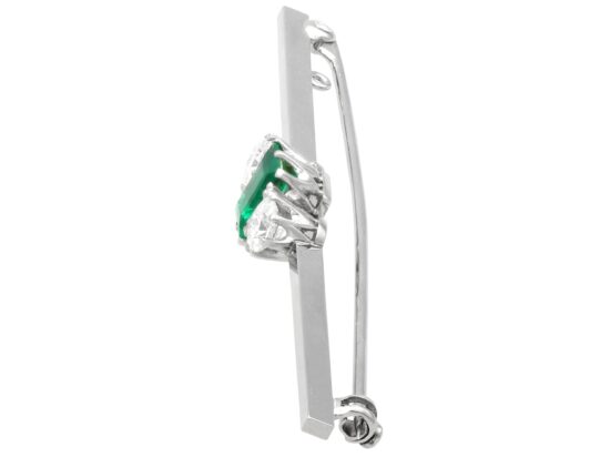 White Gold Emerald Brooch Front