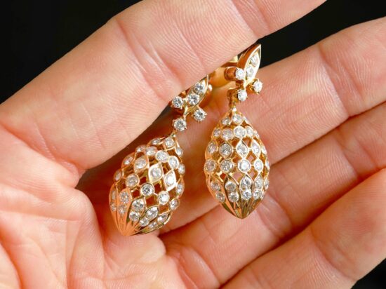 Vintage Diamond Earrings In Hand
