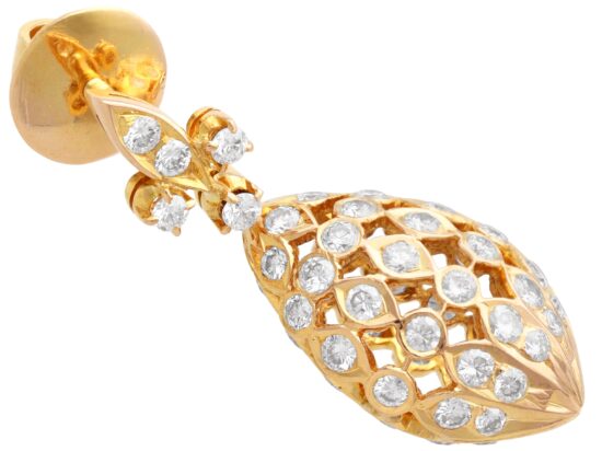Yellow Gold Diamond Earrings Front