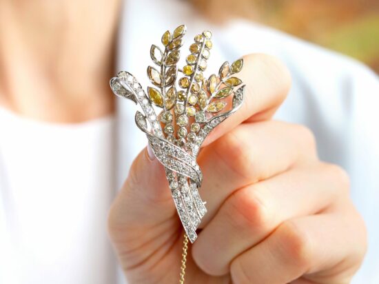 Palladium Yellow Diamond Brooch Front
