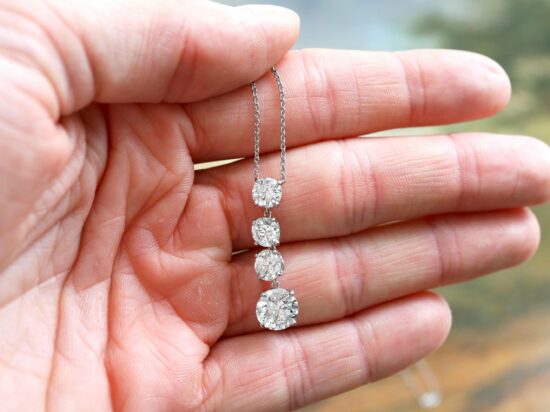 Vintage Diamond Platinum Drop Pendant