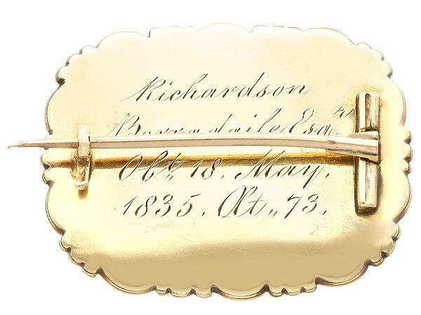 Reverse of Enamel and Seed Pearl Mourning Brooch