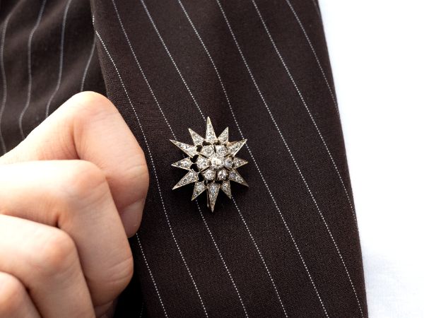 Diamond and Silver Set Star Brooch/Pendant