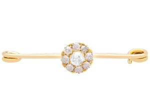 1900s Yellow Gold Diamond Bar Brooch