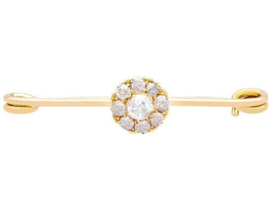 1900s Yellow Gold Diamond Bar Brooch