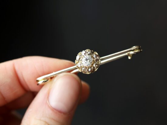 1900s Yellow Gold Diamond Bar Brooch