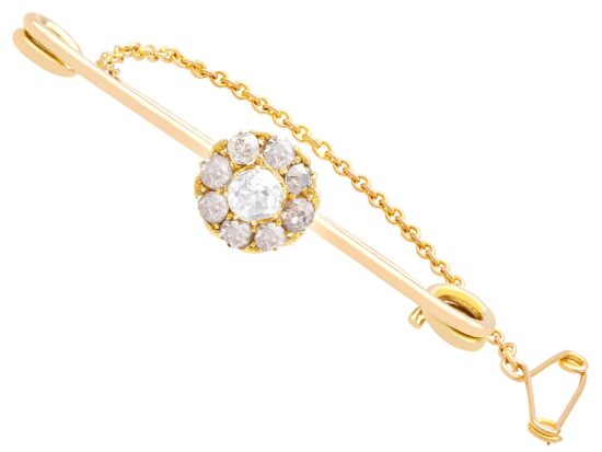 1900s Yellow Gold Diamond Bar Brooch