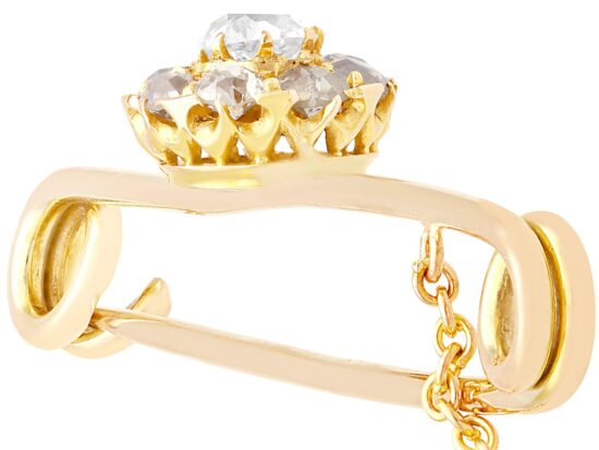 1900s Yellow Gold Diamond Bar Brooch