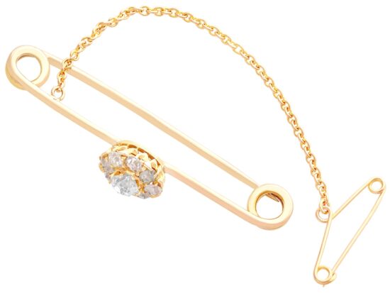 1900s Yellow Gold Diamond Bar Brooch