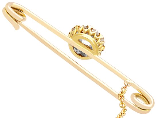 1900s Yellow Gold Diamond Bar Brooch reverse