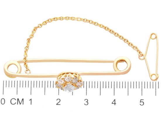 1900s Yellow Gold Diamond Bar Brooch size