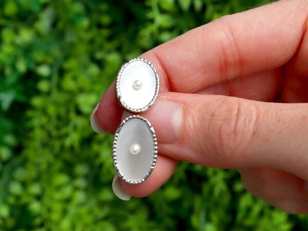Mother of Pearl and Pearl, 14ct Gold Gents Dress Set