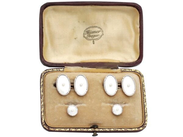 Vintage Czechoslovakian Mother-of-Pearl Dress Set
