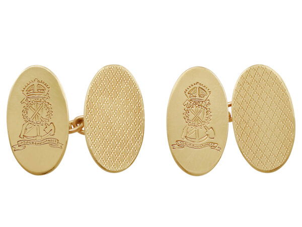Vintage 9 ct Yellow Gold Regimental Cufflinks