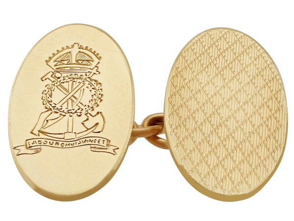 9 ct Yellow Gold Regimental Cufflinks Front
