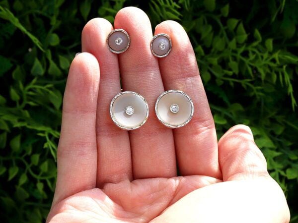 crystal cufflinks and collar studs outside