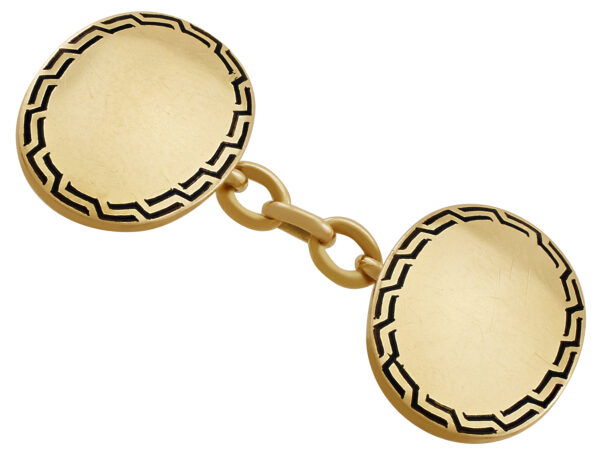 antique oval enamel and gold cufflinks