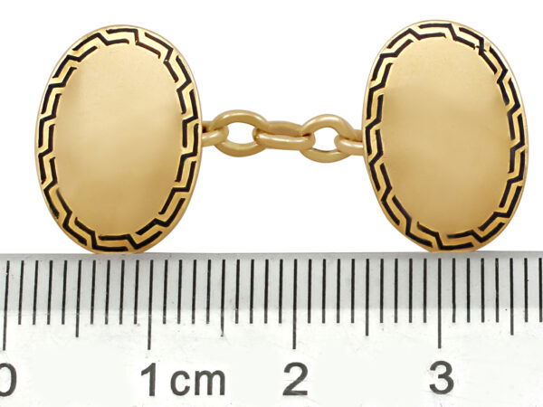size of antique enamel and gold cufflinks