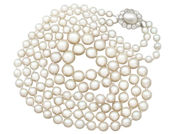 double strand pearl necklace twirled