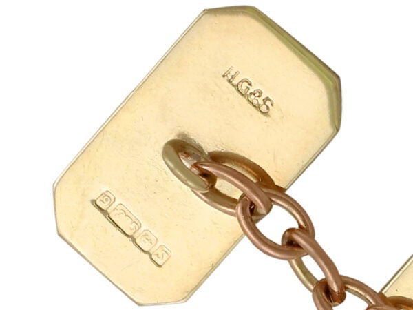 vintage art deo gold cufflinks chain link fastening