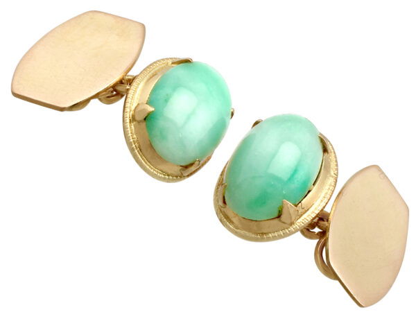 pair of gold jade cufflinks