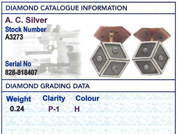 diamond dice cufflinks grading report card