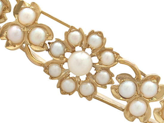 Victorian Gold Seed Pearl Bangle Close Up